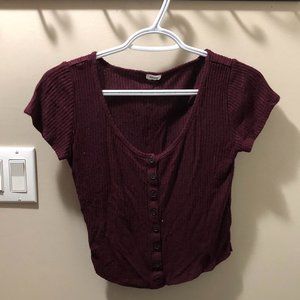 Garage Burgundy Short Sleeve Crop